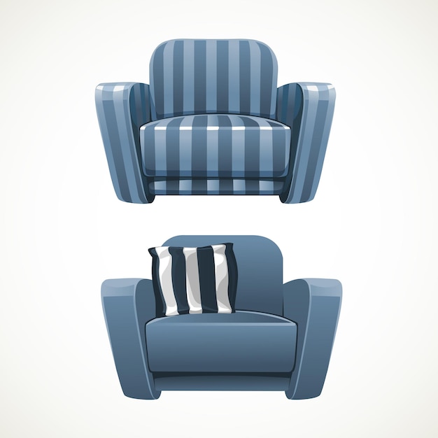 Vector blue soft stripped armchair