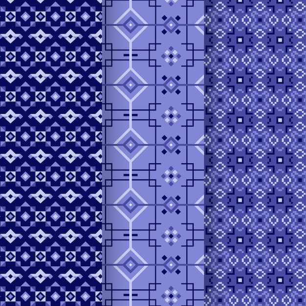 Collezione di pattern di songket blu