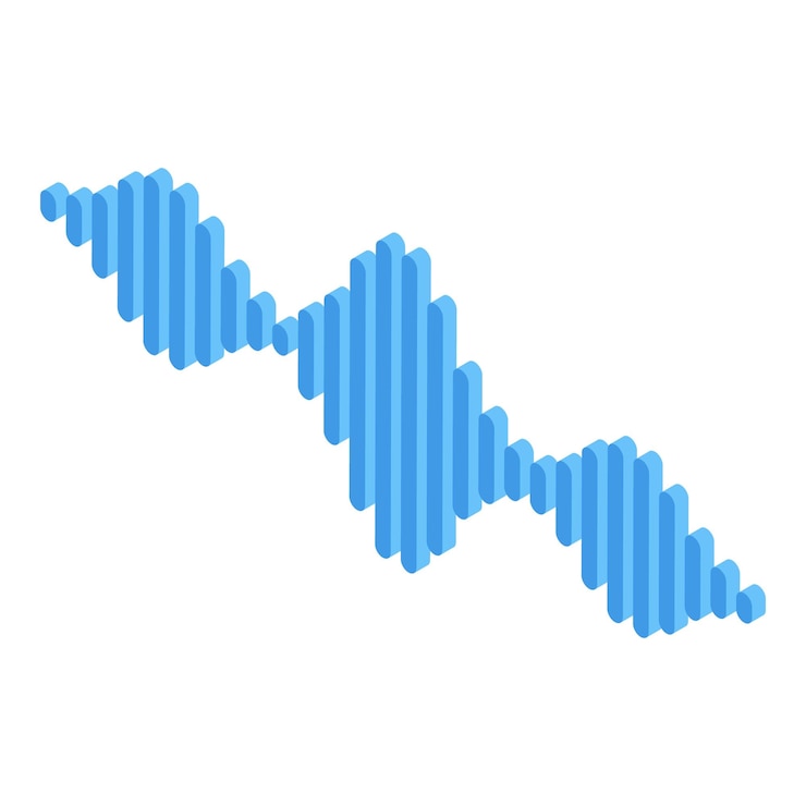 Vector blue sound wave isometric style representing audio concept