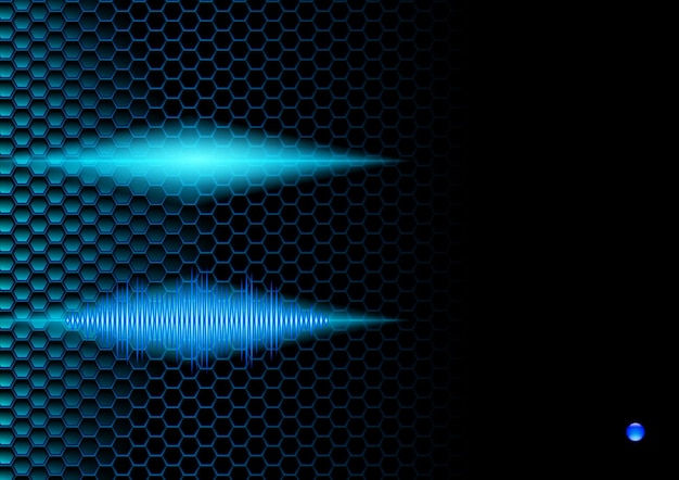 Blue sound waveform on hex grid for booklet