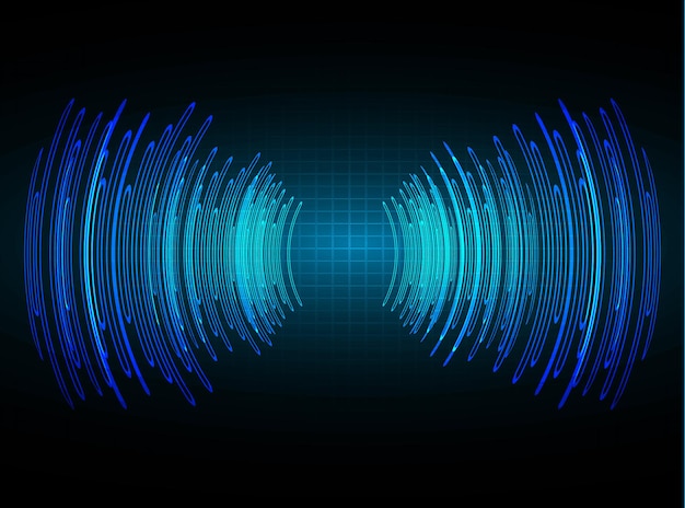 Blue sound waves oscillating dark light