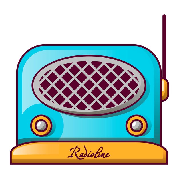 Vettore icona radio con altoparlante blu cartoon di icona vettoriale radio con altoparlante blu per il web design isolato su sfondo bianco