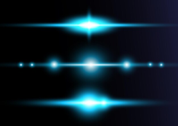 Blue special effect horizontal light rays line