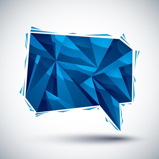 Vector blue speech bubble geometric icon made in 3d modern style, best for use as symbol or design element for web or print layouts.