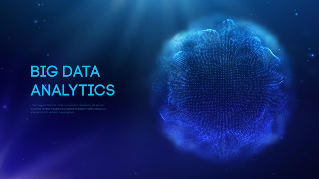 暗い背景のカラフルなデータに青い球シールド。青い未来技術の背景。抽象球エネルギー場。 Eps 10