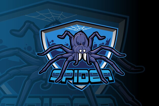 Blue spider e-sports team logo template