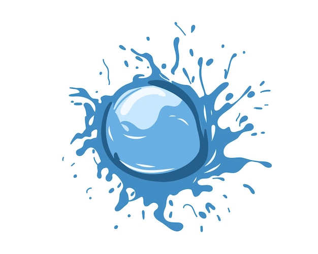 Blue splash liquid splatter ink blot liquid stamp isolated on white background Vector illustrati