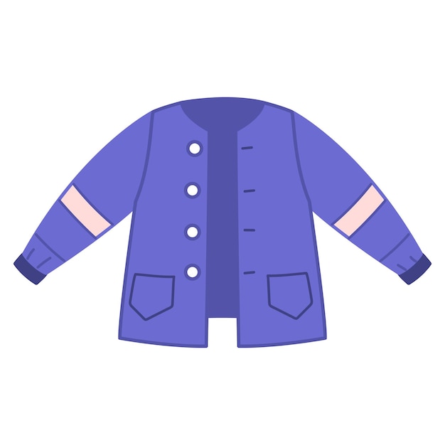 Blue sports jacket windbreaker Warm outer jacket for children Vector illustration clothes for boy