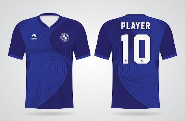 blue sports jersey template for team uniforms and Soccer t shirt design