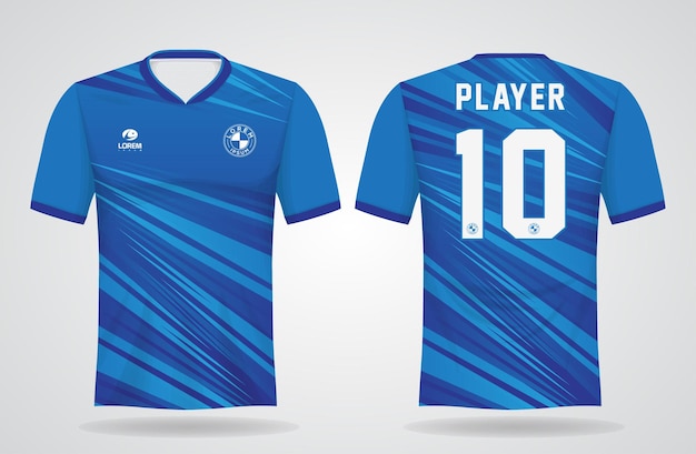 blue sports jersey template for team uniforms and Soccer t shirt design