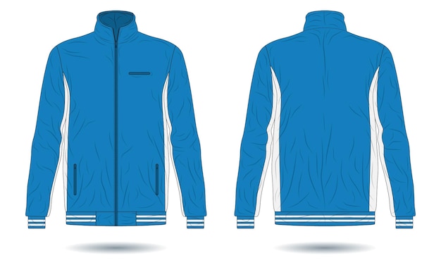 Blue sports training jacket mockup front and back view