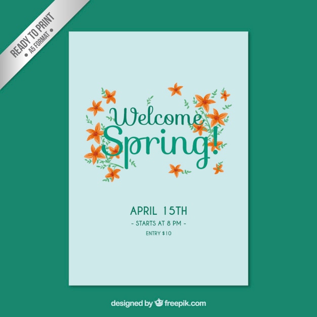 Vector blue spring party poster