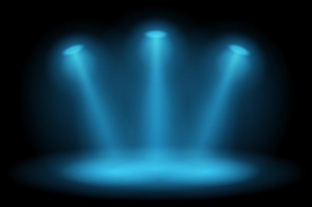 Вектор прожектора синий этап на черном фоне