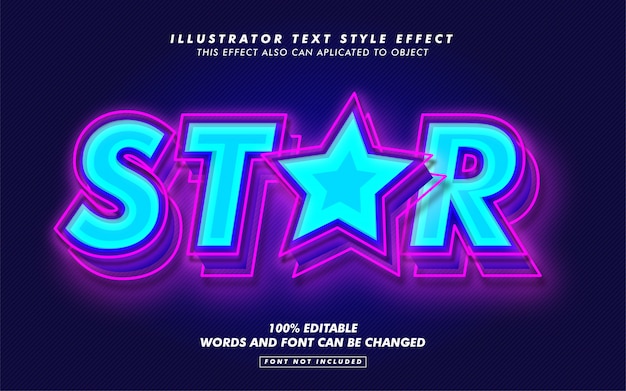 Vector blue star text style effect mockup