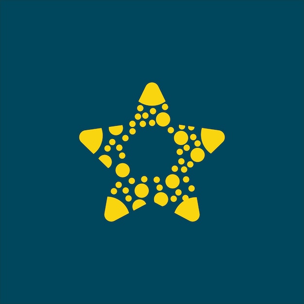 A blue star with yellow dots on it