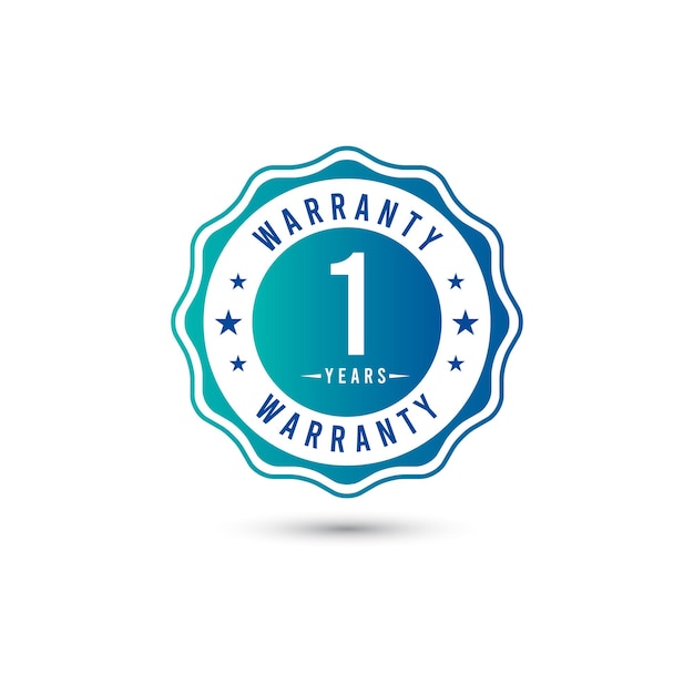 A blue sticker for a warranty service