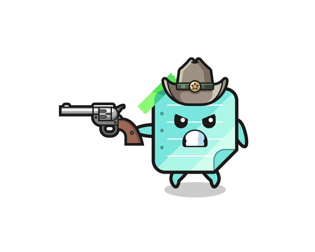 The blue sticky notes cowboy shooting with a gun