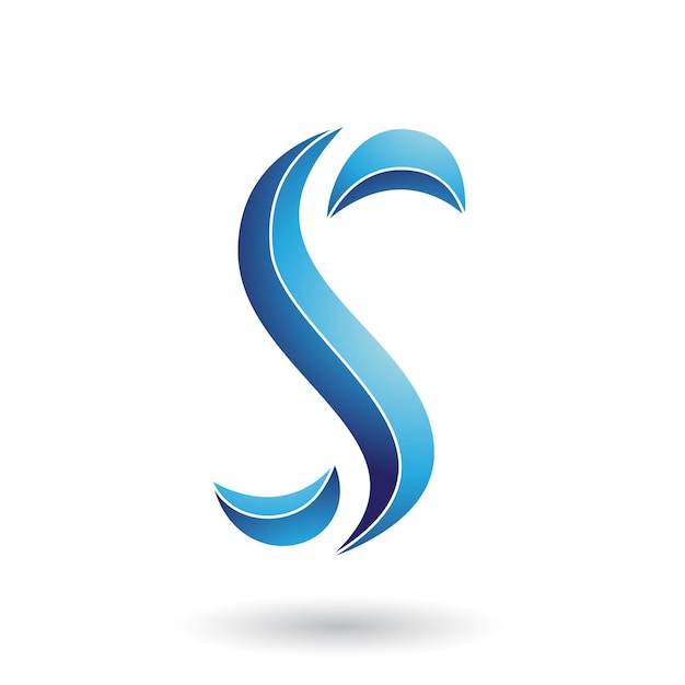 Vector blue striped snake shaped letter s vector illustration