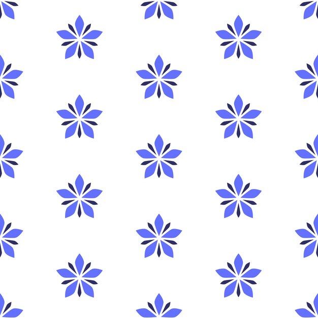 Blue stylized flowers on white background Vector seamless pattern