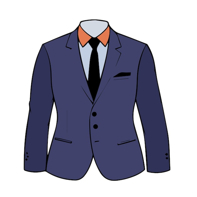 Vector a blue suit jacket with a tie on it and a shirt on the front