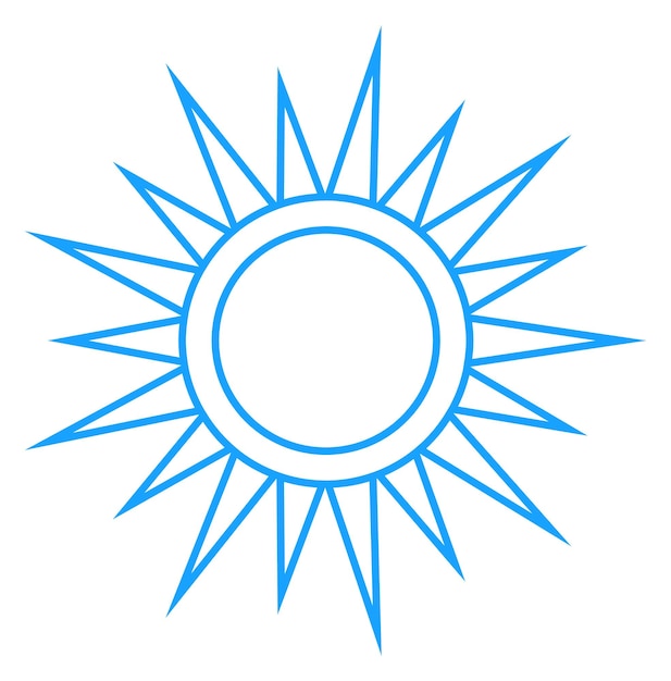 Blue sun symbol Stylized rays star icon isolated on white background