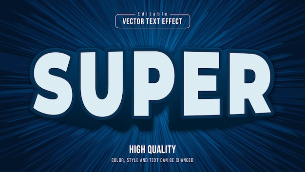 Vettore effetto di testo blu super in grassetto modificabile