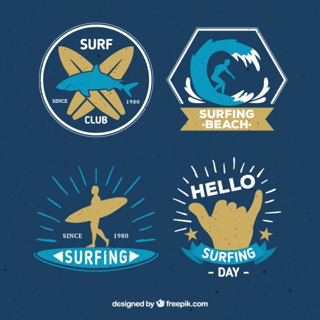 Vector blue surf club labels