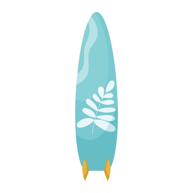 Blue surfboard with tropical leaf