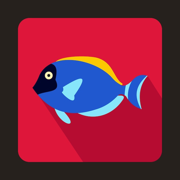 Blue surgeon fish icon in flat style on a pink background