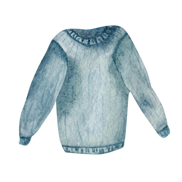 Blue sweater watercolor illustration