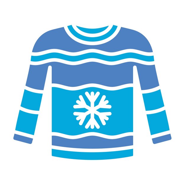 a blue sweater with a snowflake on it