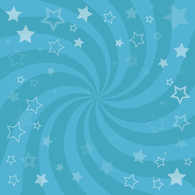 Blue swirl background with stars. radial twisted spiral. vector illustration