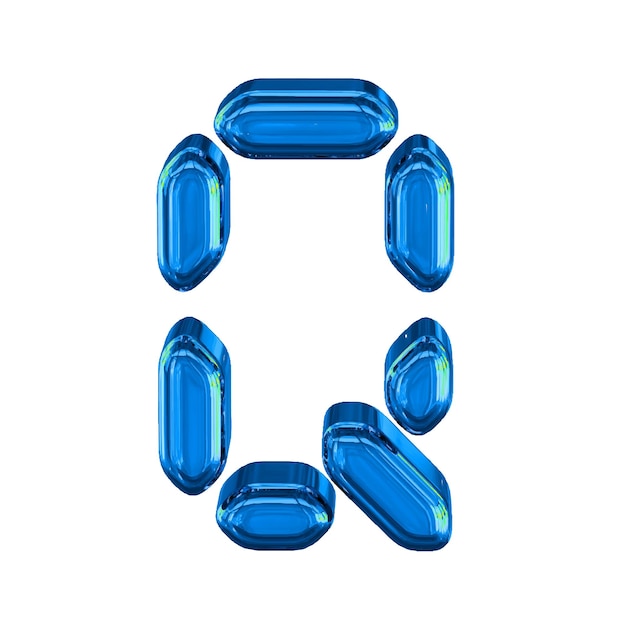 Vector blue symbol made as digital text letter q