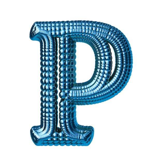 Blue symbol made of spheres letter p