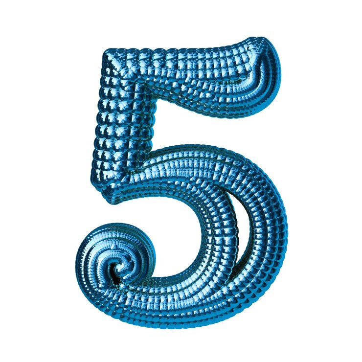 Vector blue symbol made of spheres number 5