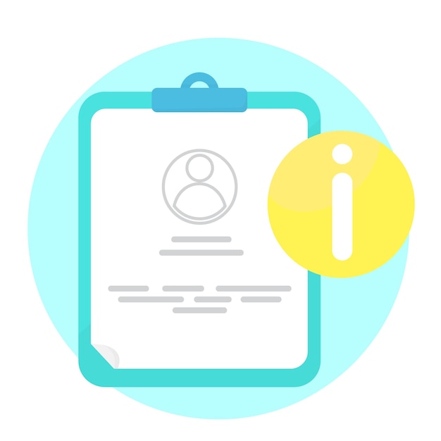 Compressa blu con utente file paziente scheda file personale e segno i informazioni sul cerchio giallo