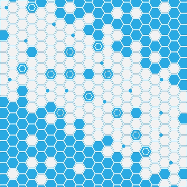 Blue tech hexagon pattern design with white background