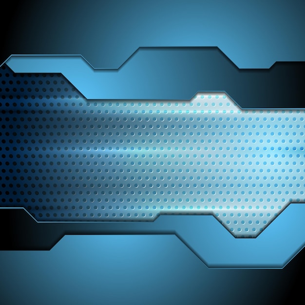 Blue tech perforated carbon background