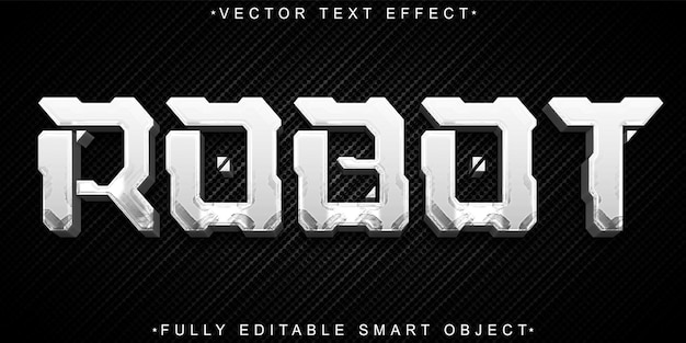 Vector blue tech robot vector editable text effect template