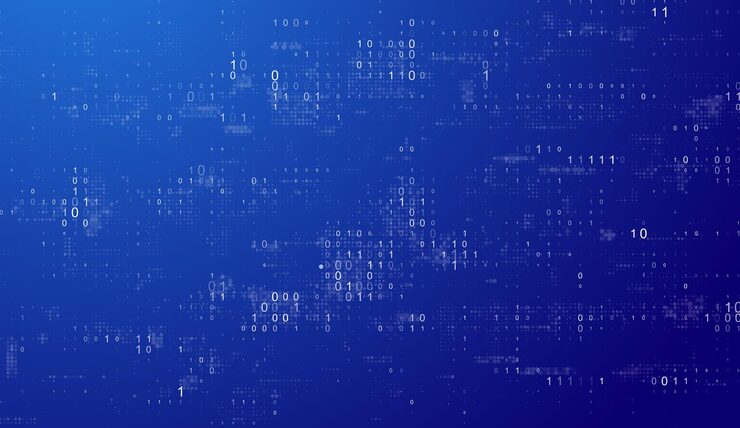 Vector blue technology background binary computer code programming coding hacker concept