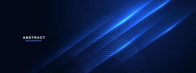 Vector blue technology background with motion neon light effect