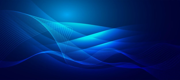Вектор Синий технологический фон с волнистыми линиями