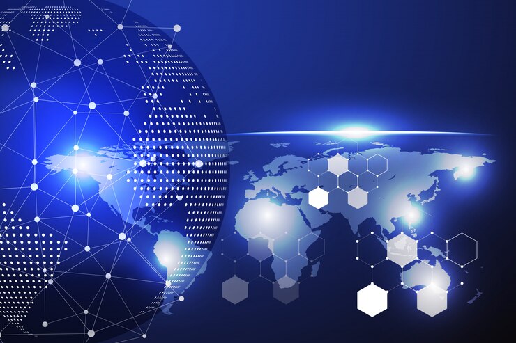 Blue technology circle and computer 