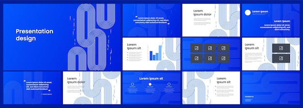 Vector blue template for business presentation creative graphic white lines technology or business concept