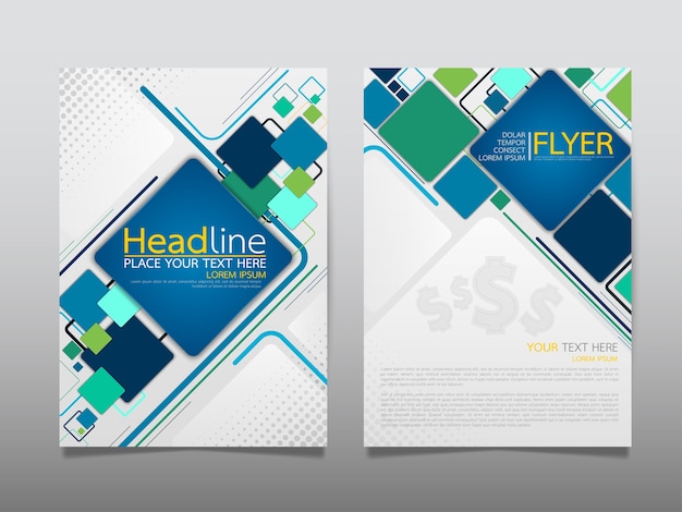 Blue template cover business brochure layout.