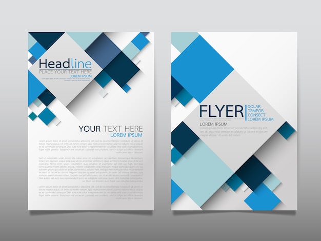 Vettore layout di brochure aziendale copertina modello blu.