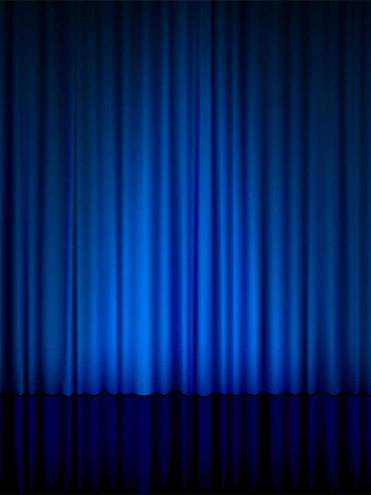 Vector blue theatre curtain vertical