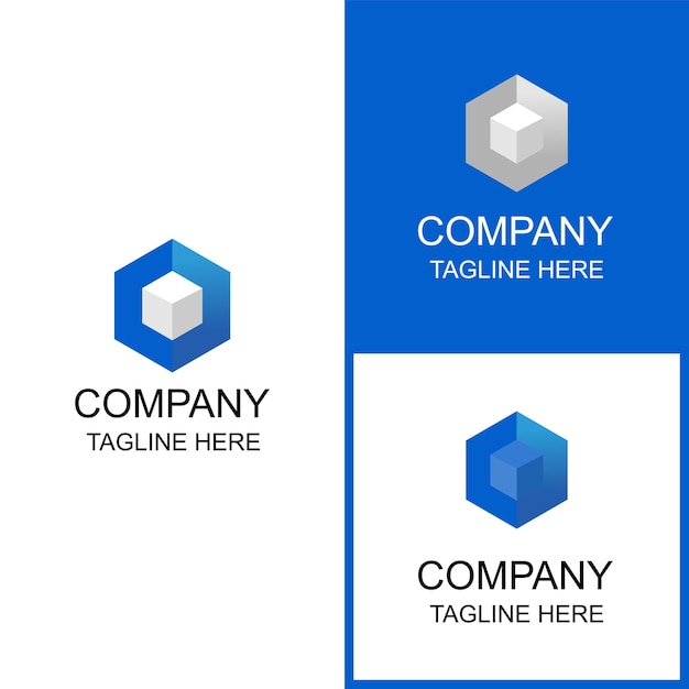 Blue three dimensional hexagon logo design can be used for brands and businesses