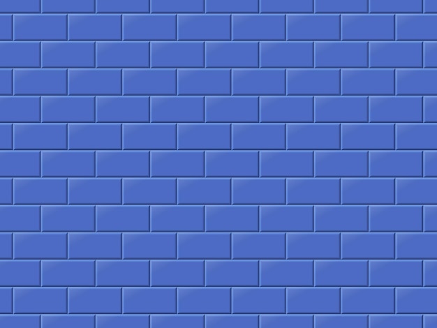 Vector blue tiles seamless horizontal pattern ceramic bricks in metro pool outdoor wall or floor
