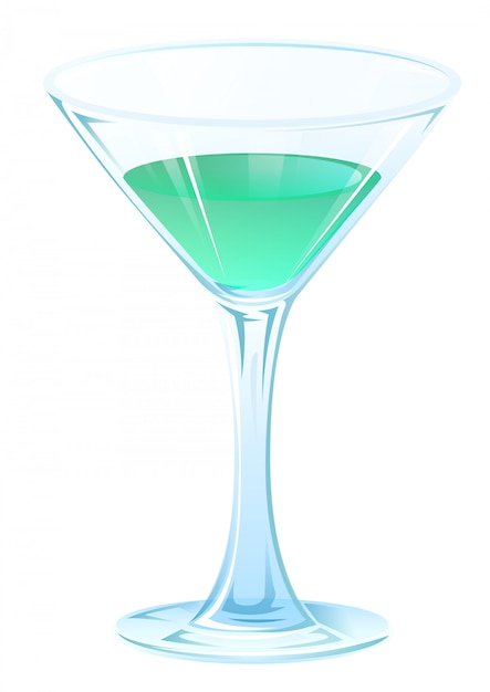 Blue tipple cocktail in glass goblet on stem. alcohol strong drink